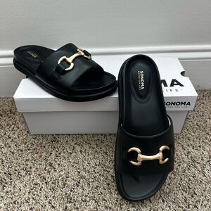 Sonoma Women's Black Sandals with Gold Detail
